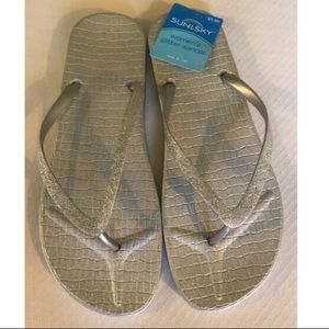 Silver Glitter Flip Flops